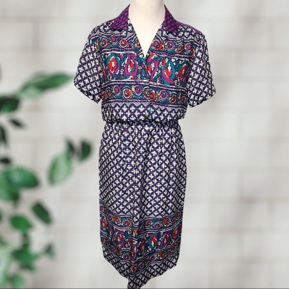 Vintage Dresses & Skirts - Vintage Laura & Jayne Collection Bright Boho Print Casual Skirt Set Size M